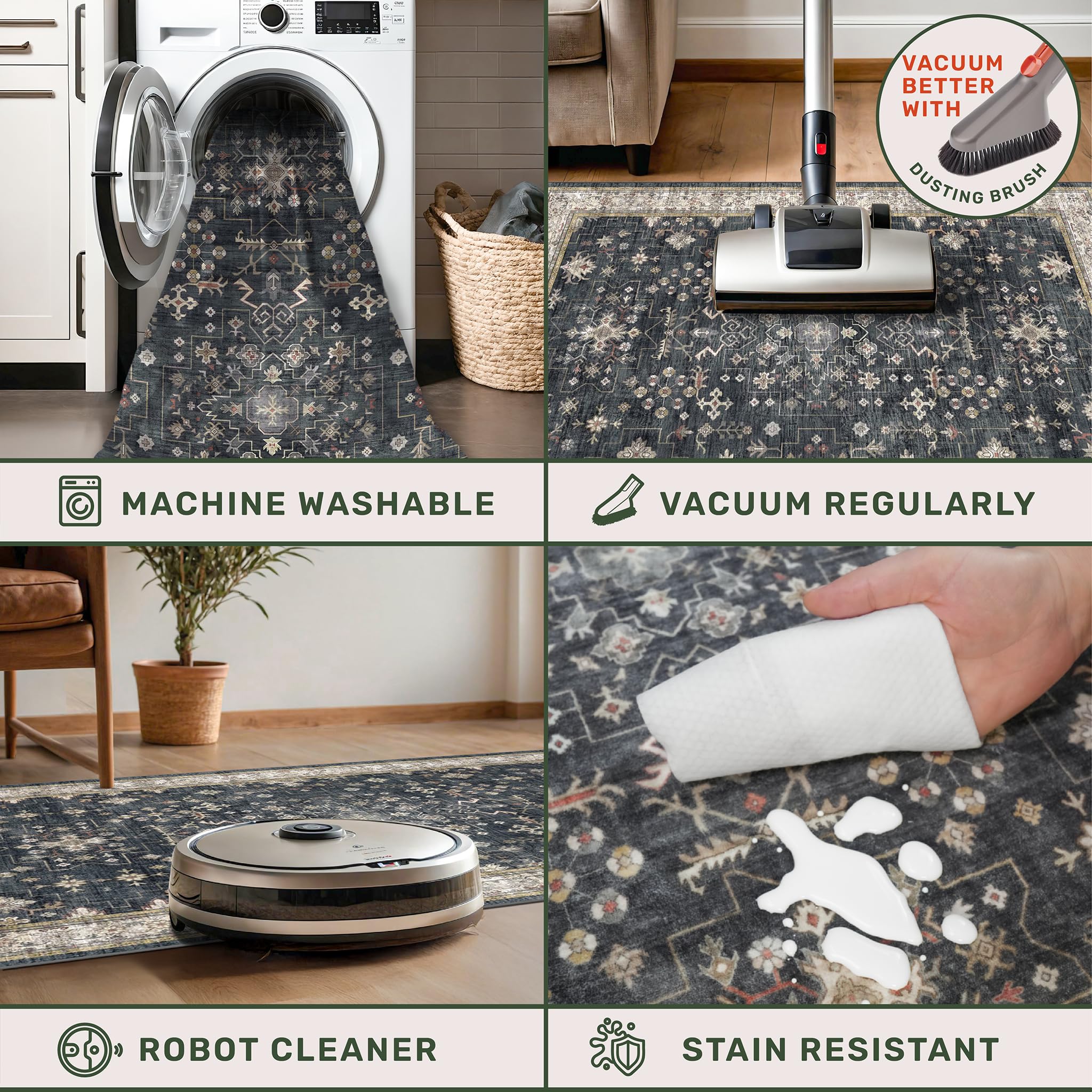 Hazo Haus non-slip rubber backing detail protecting floors and preventing shifts