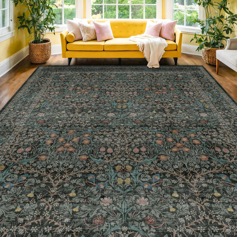 Hazo Haus rug styled under a dining table showing coverage and protection