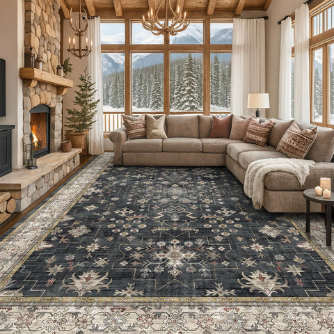 Hazo Haus vintage tribal pattern detail showing faded charcoal and neutral accents