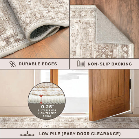 Hazo Haus runner in kitchen aisle showing easy‑clean surface for busy homes
