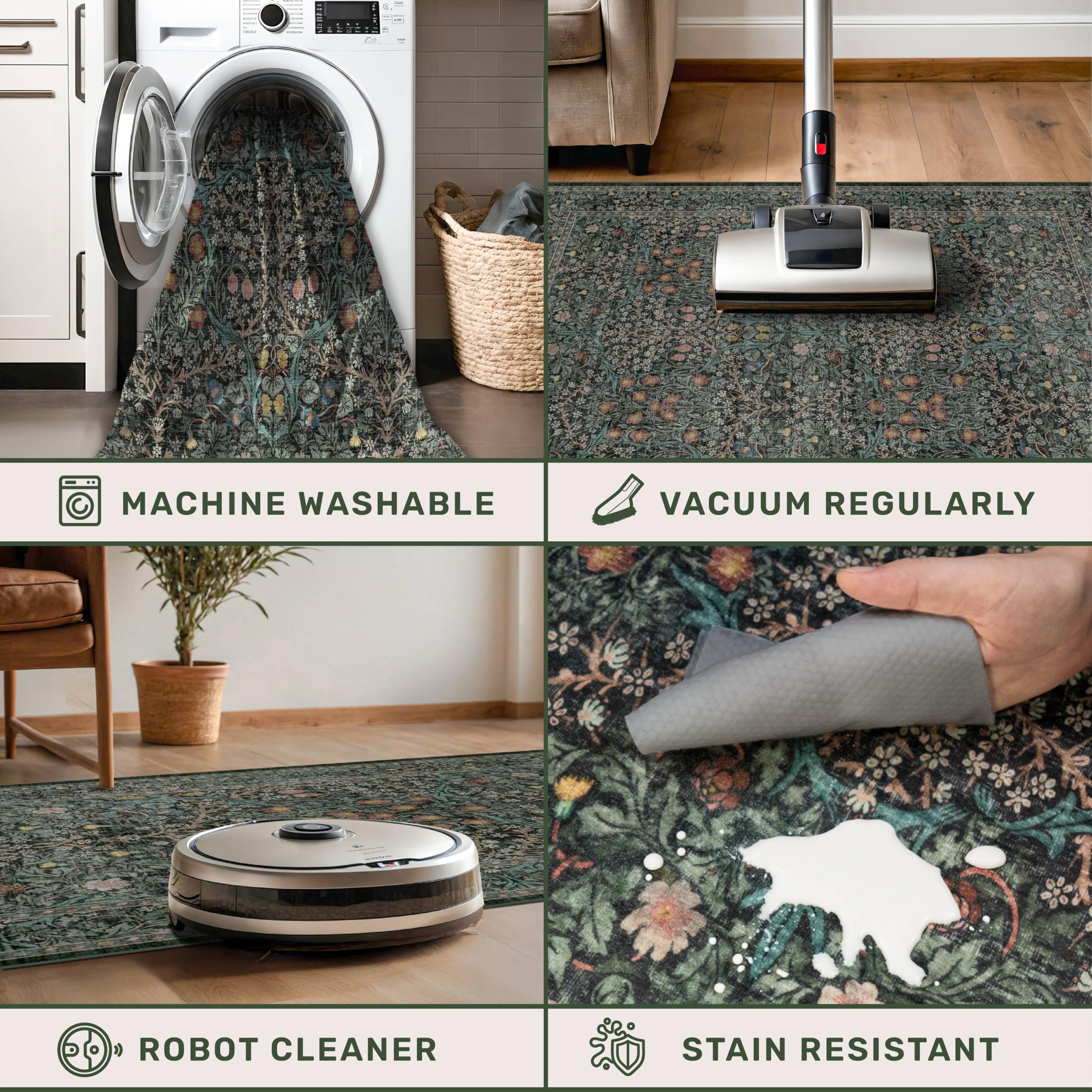 Hazo Haus rug beside sofa to show 10x14 scale and room proportion