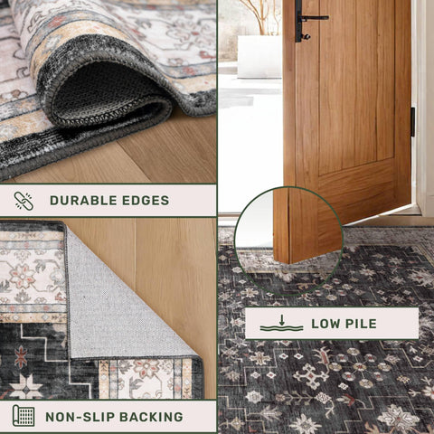 Hazo Haus rug beside measuring tape illustrating true 3x4 size for planning