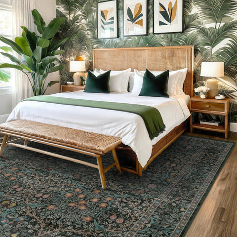 Hazo Haus botanical pattern close-up, delivers vintage oriental aesthetic