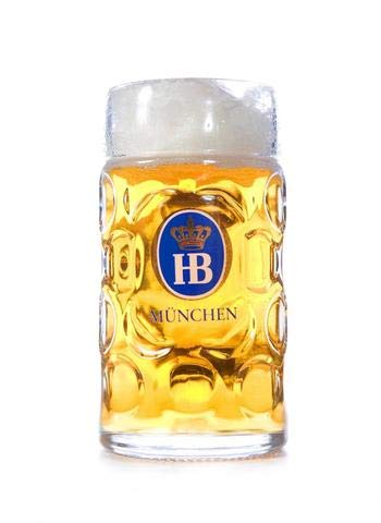 HB-101 front view of dimpled glass stein showing shape and capacity, adds authentic Oktoberfest style