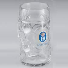 HB-101 close-up of Hofbrauhaus München logo on glass, highlights official crest and authenticity
