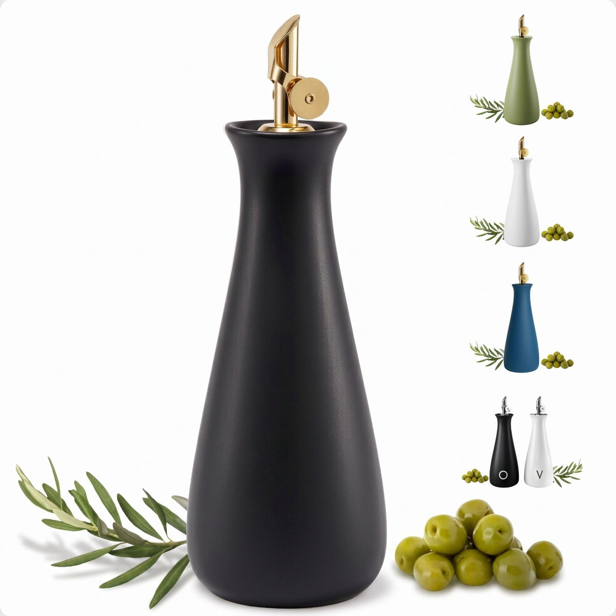 HB Design Co. front view of matte black ceramic dispenser showing elegant shape and capacity
