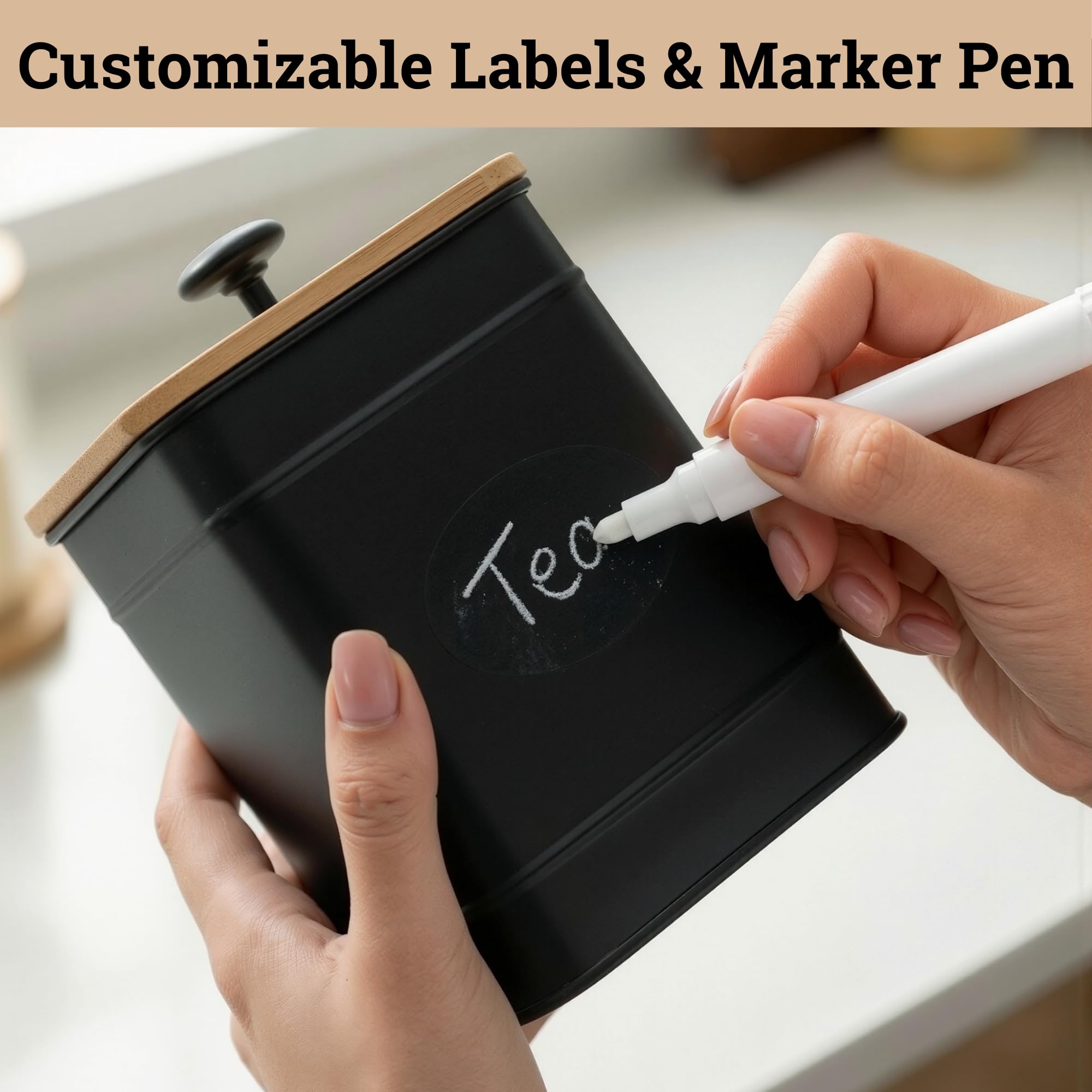 HB Design Co. oval chalkboard labels and white marker displayed, enables clear reusable labeling