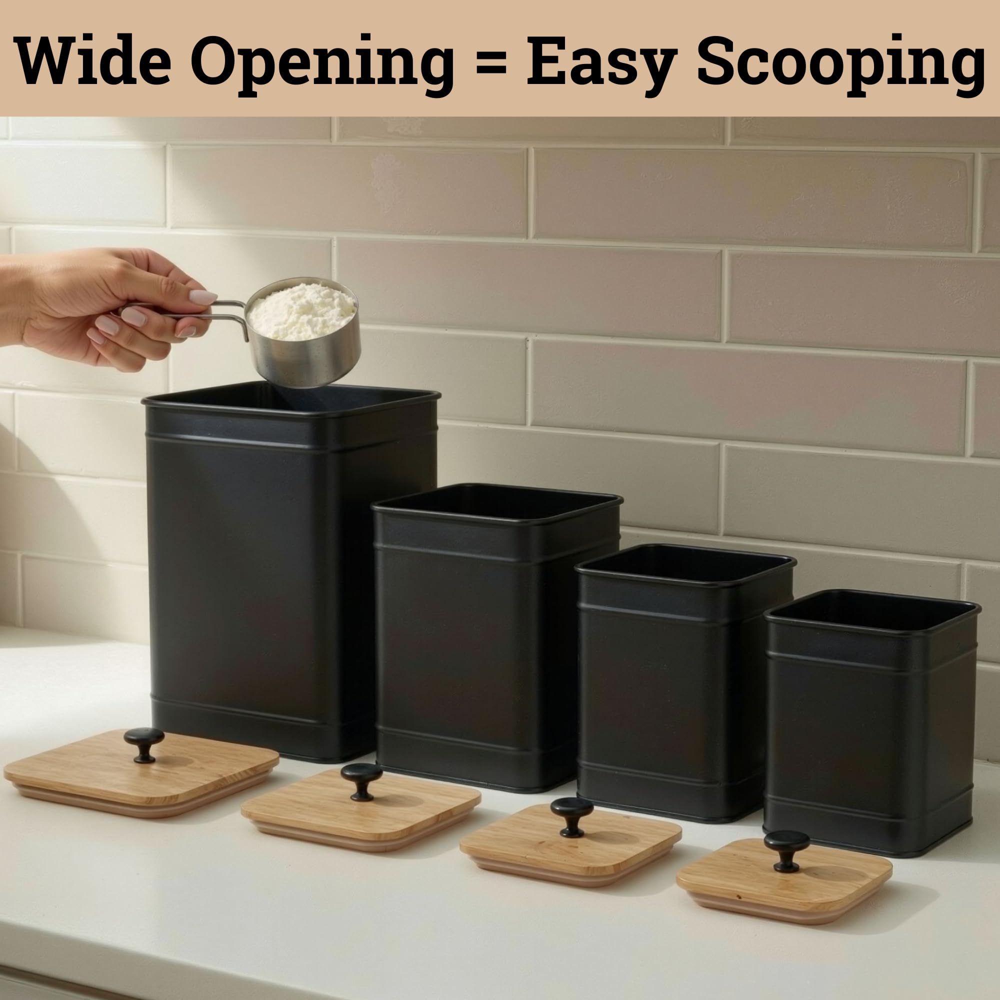 HB Design Co. set styled on kitchen counter with decor, complements farmhouse and modern kitchens