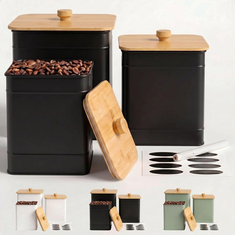 HB Design Co. front view set of three canisters for organized countertop storage