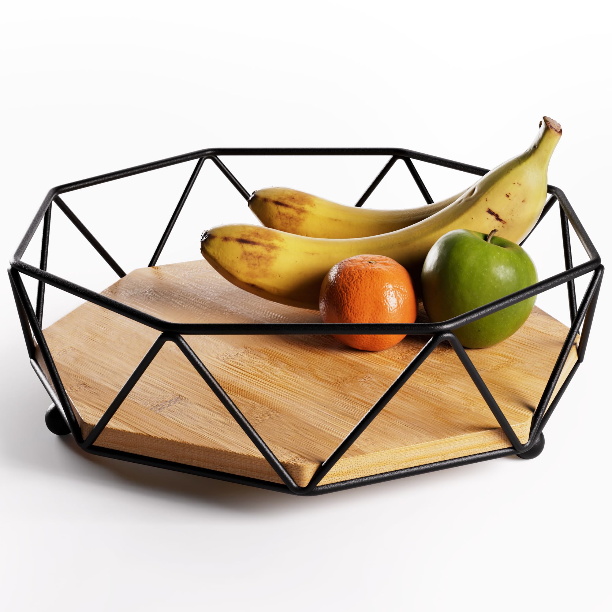 HB Design Co. front view showing metal and bamboo bowl benefit: stylish storage