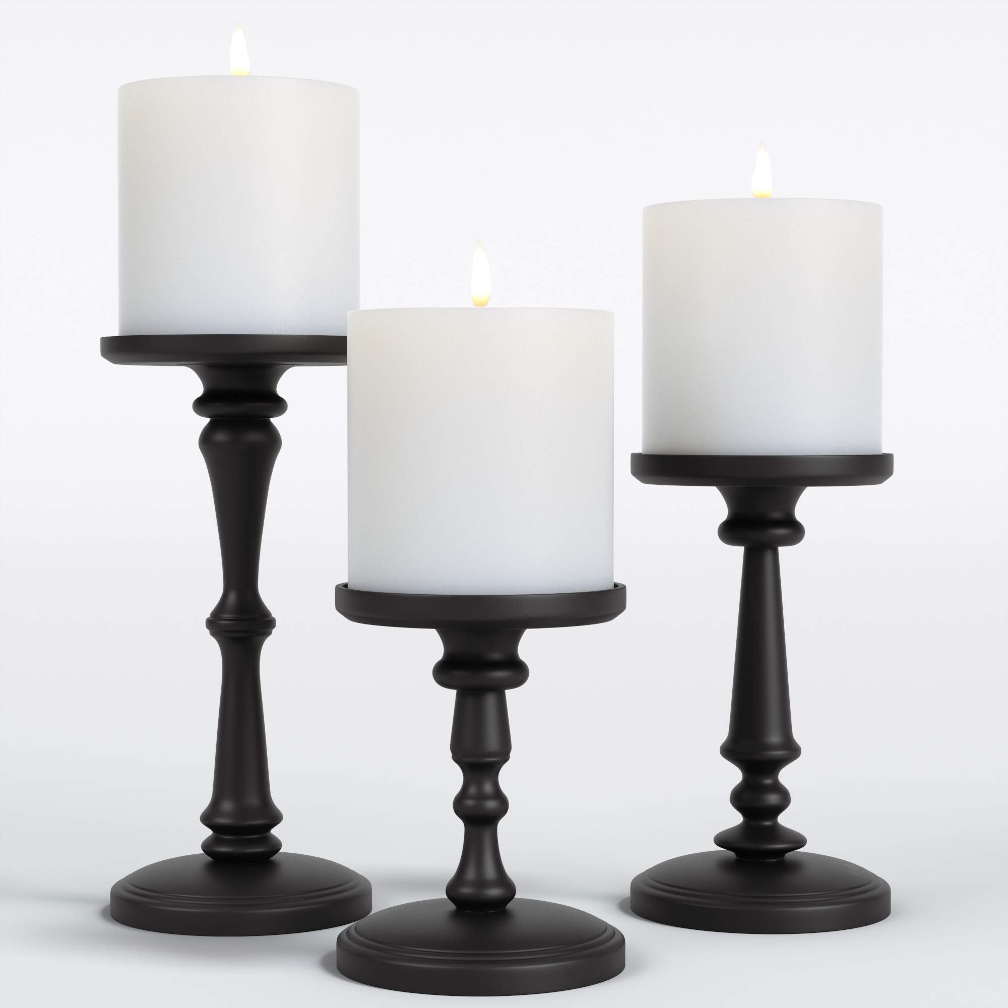 HB Design Co. front view of three matte black holders showing elegant tiering