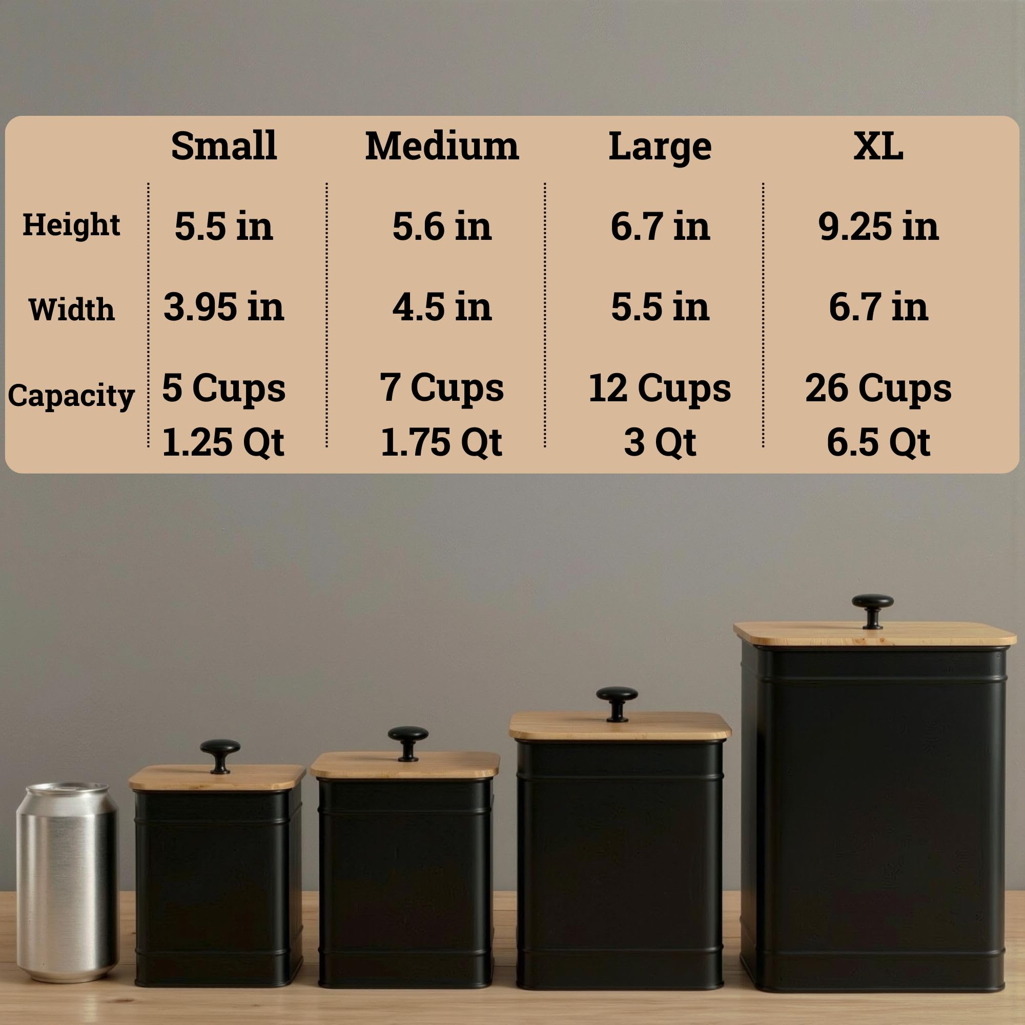 HB Design Co. canisters holding flour, sugar, coffee on counter, offers easy daily access during baking
