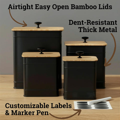 HB Design Co. close-up of largest canister surface and texture, highlights durable powder-coat finish