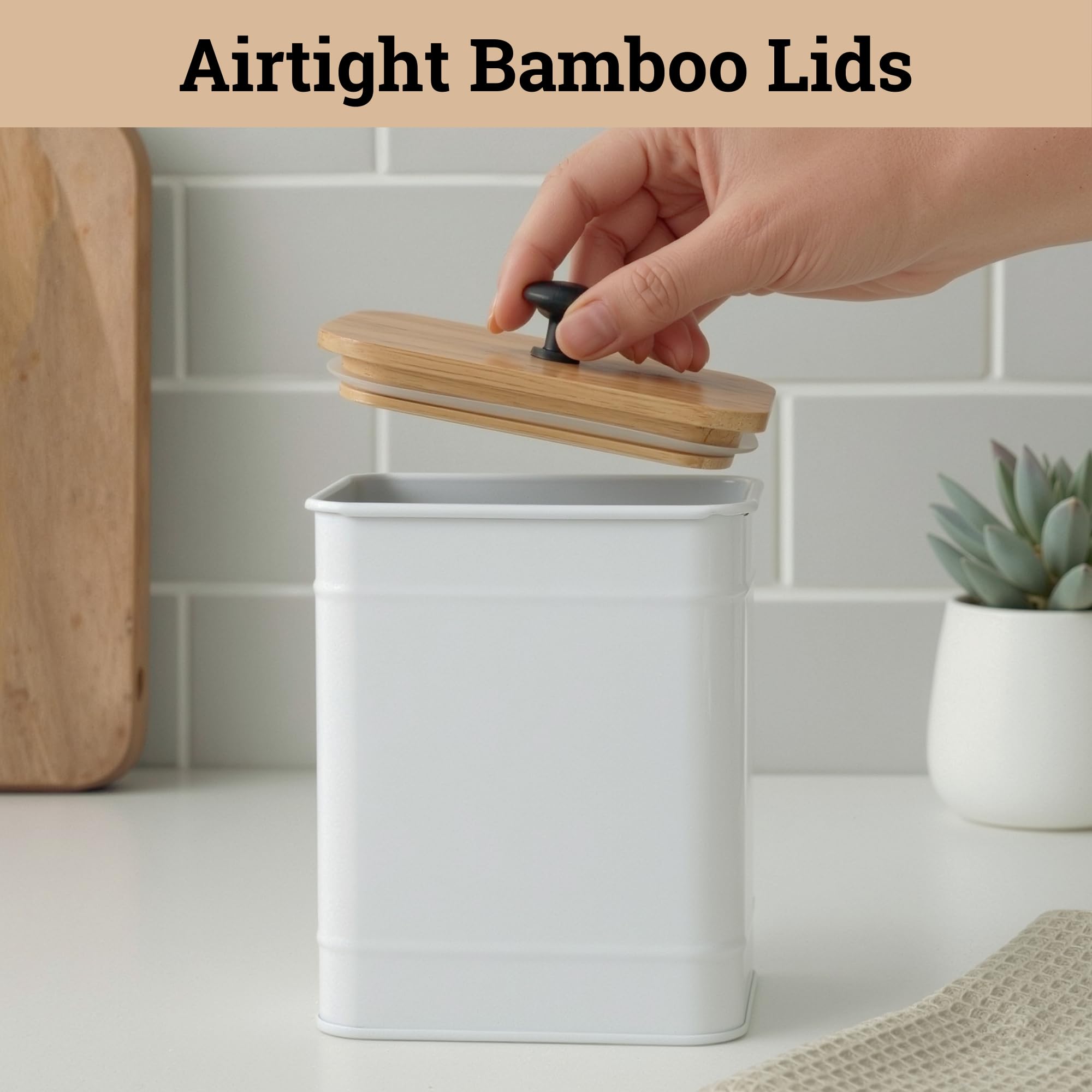 HB Design Co. small canisters with open mouths showing easy scooping access