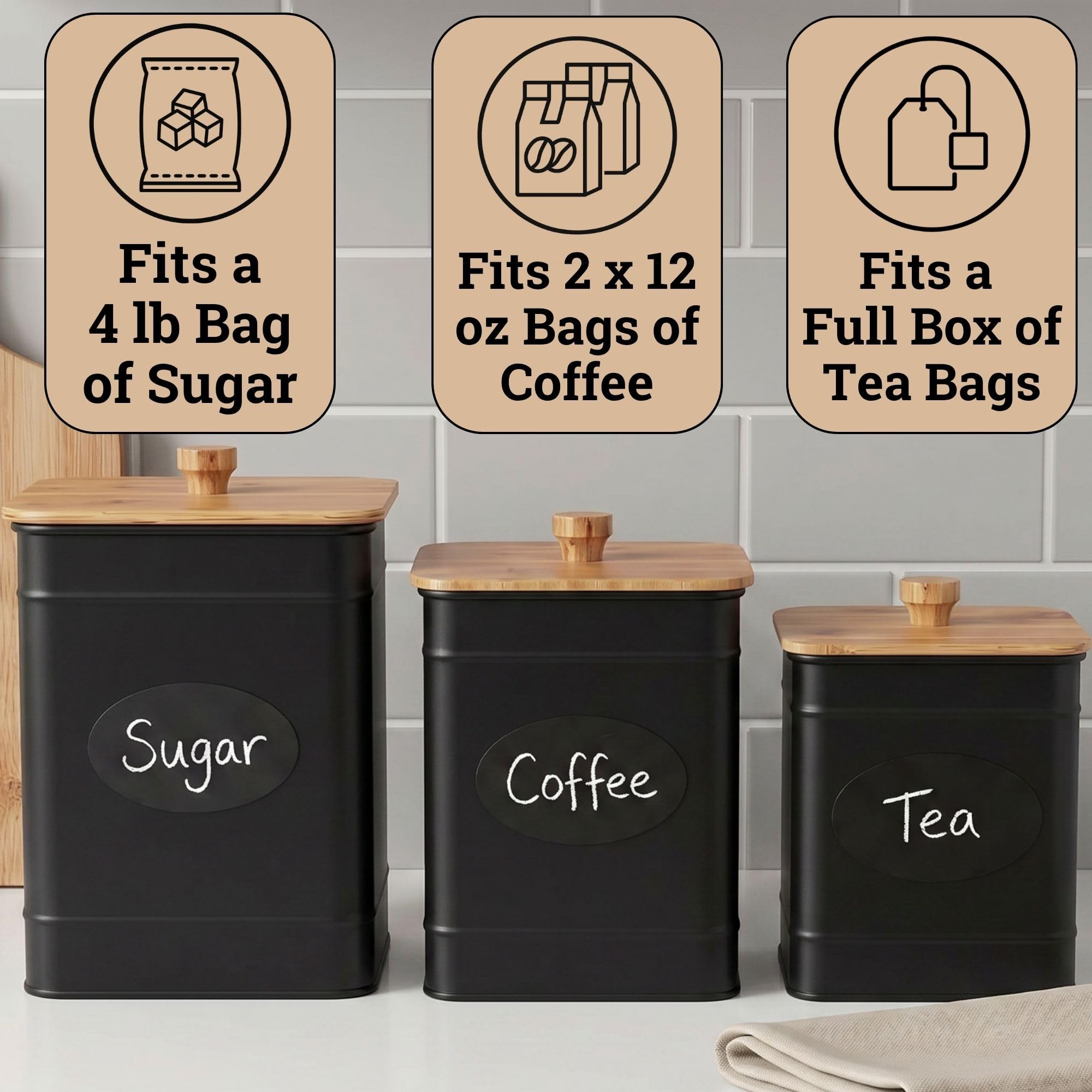 HB Design Co. wide mouth canister with measuring cup demonstrating easy scooping