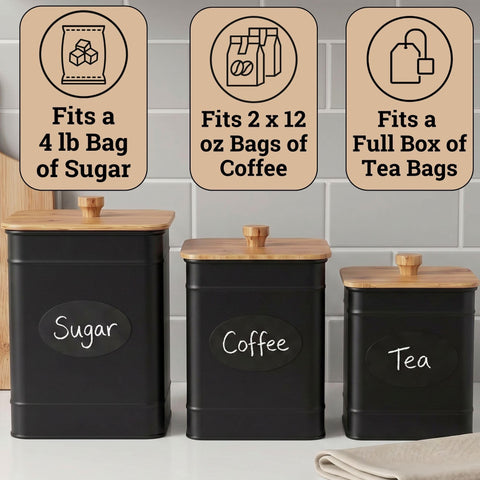 HB Design Co. wide mouth canister with measuring cup demonstrating easy scooping