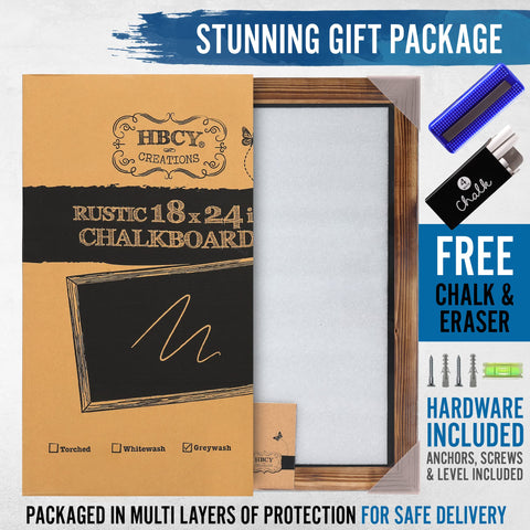 HBCY Creations included chalk eraser and hanging hardware for instant setup