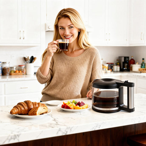 HBCyole next to standard mug showing 10-cup capacity for serving more