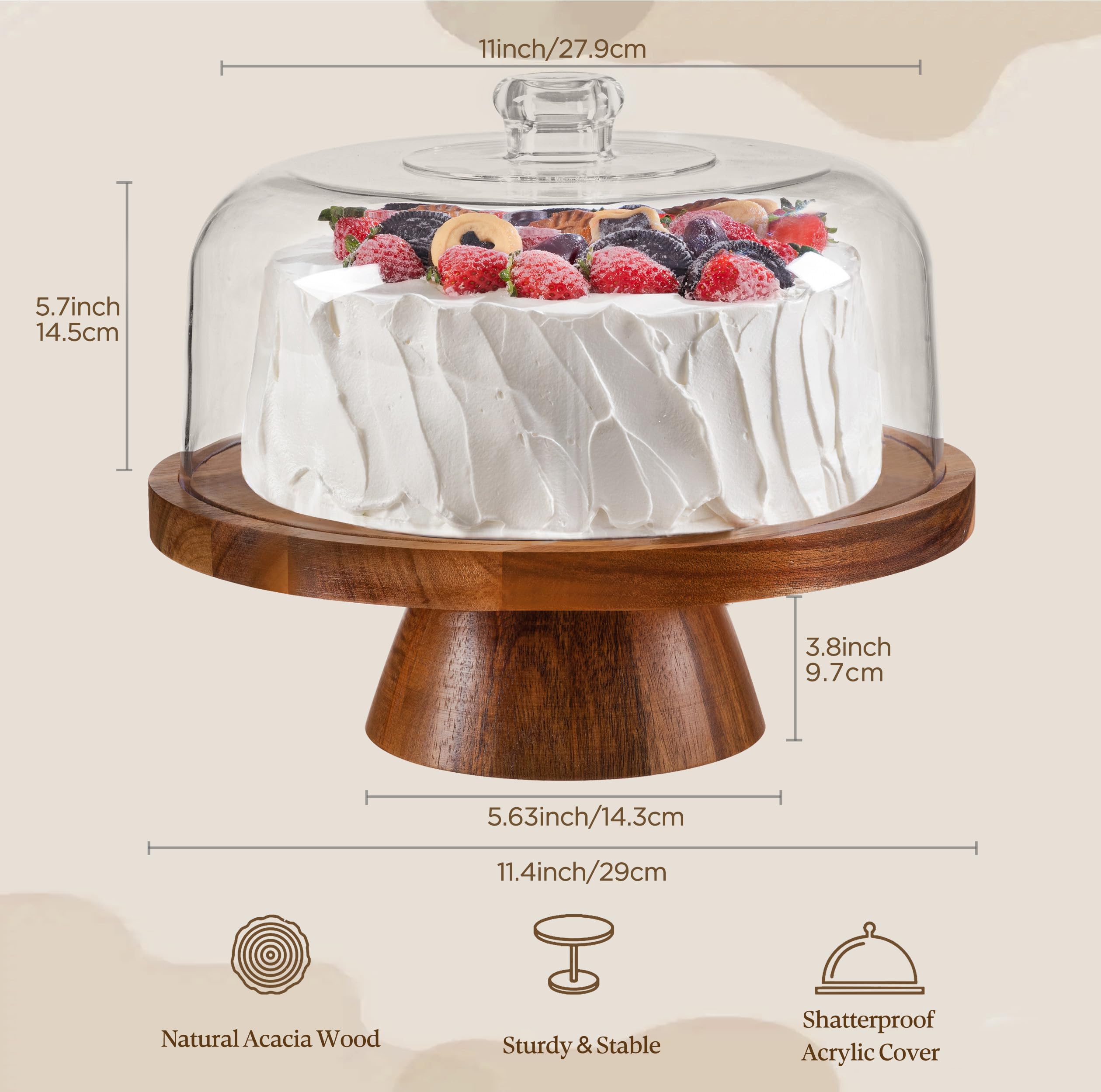 HBlife acacia wood grain close-up highlighting durable natural finish
