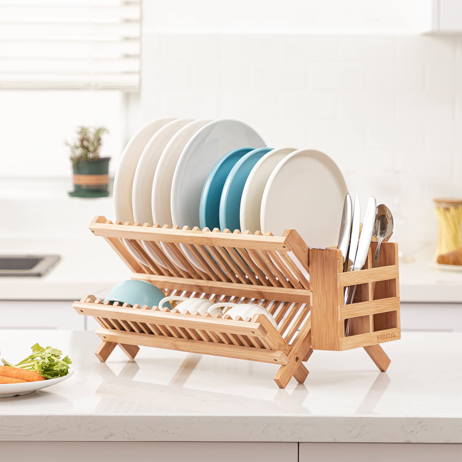 HBlife dish rack folded flat for compact storage and easy stowing