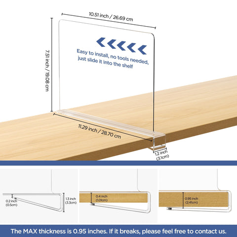 HBlife divider close-up of smooth rounded edge protecting shelves and clothes