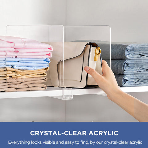 HBlife dividers in closet holding sweaters upright for easy outfit selection
