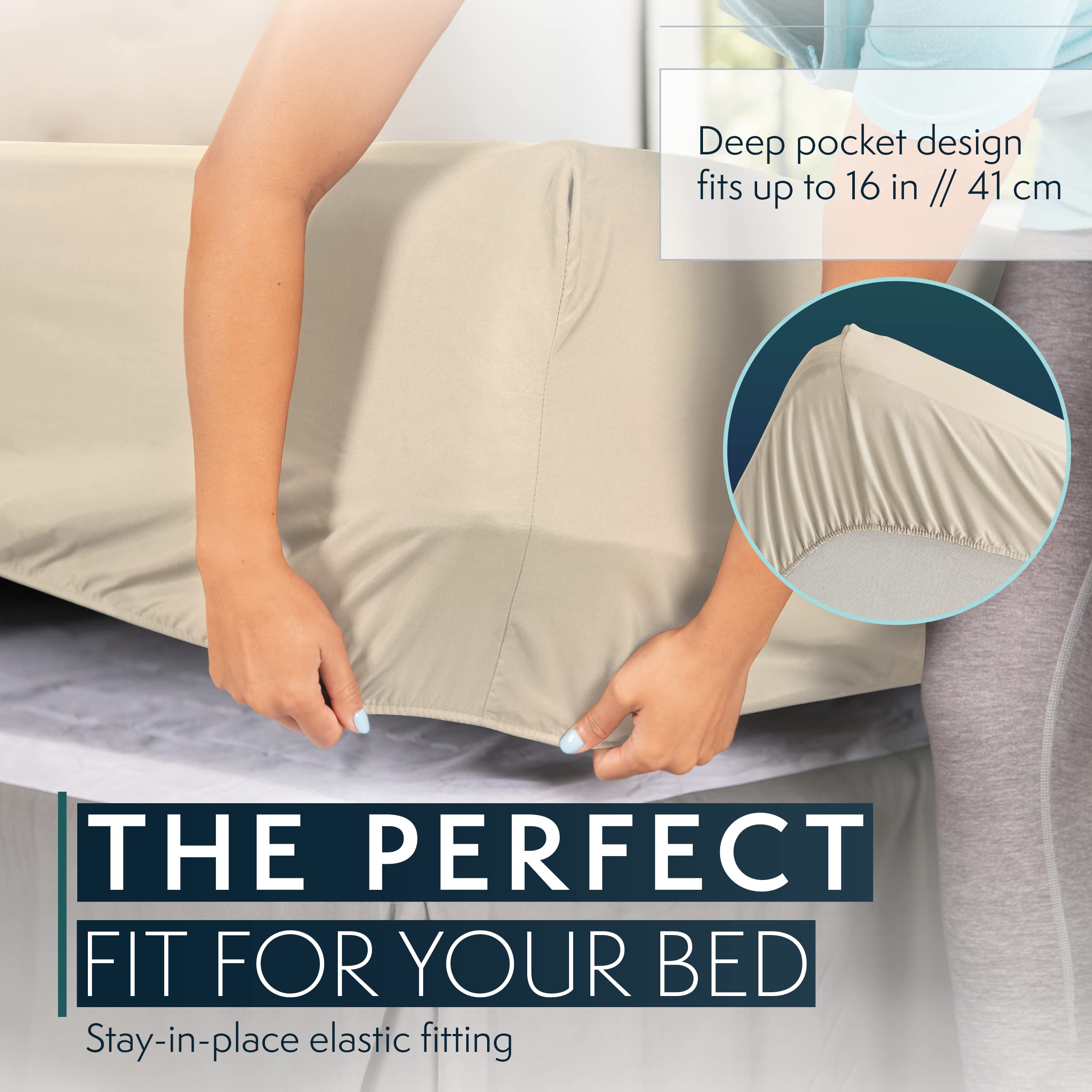 HC COLLECTION styled bedroom with sheets on bed, conveying hotel-style comfort
