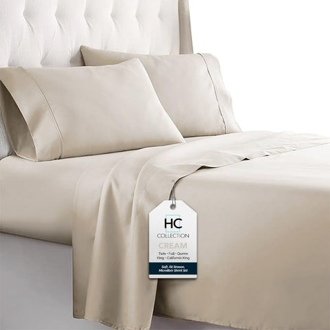 HC COLLECTION front packaging showing queen set and cream color, highlighting convenience