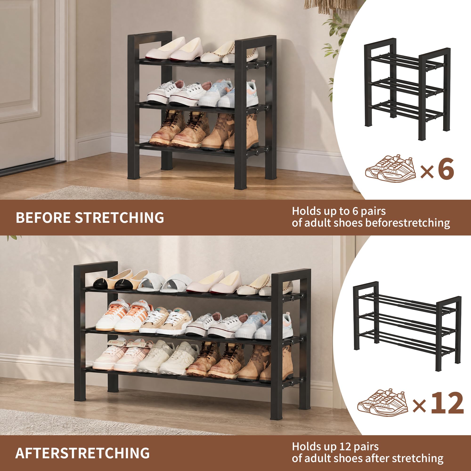 HDDTTZ expanded width inside a closet maximizing shoe capacity