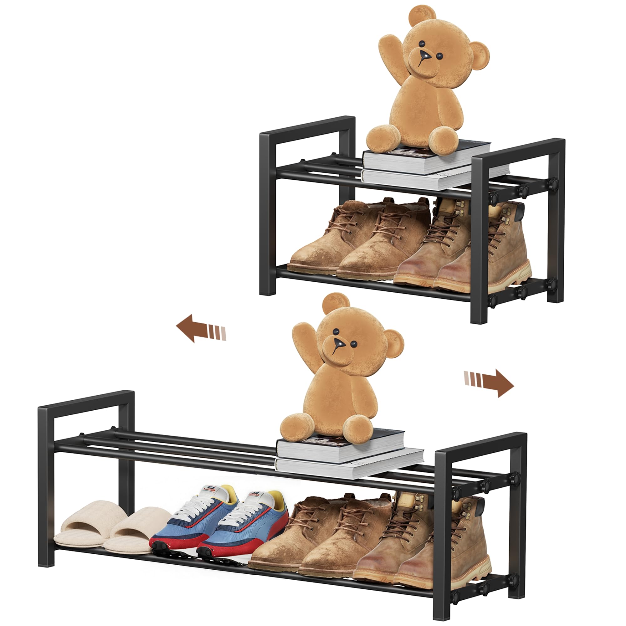HDDTTZ front view showing full rack holding multiple shoes and saving space