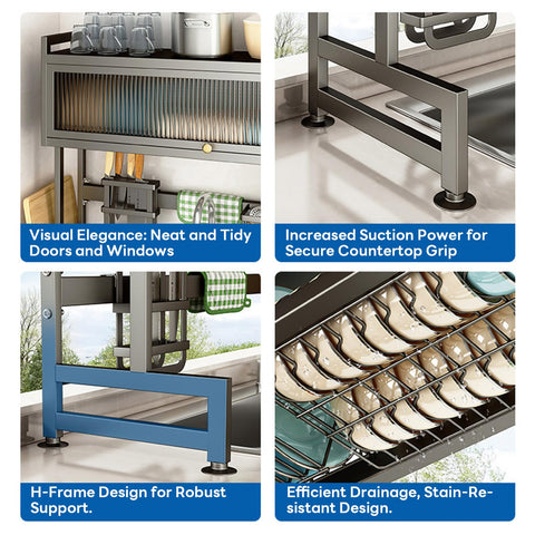 Hdrriozu placed over sink filled with dishes saving counter space