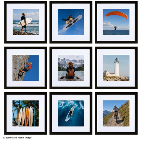 HEART ART front view of 12x12 black frame set highlights sleek presentation