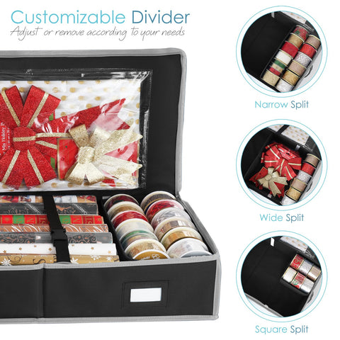 Hearth & Harbor interior divider organizing multiple wrapping paper rolls