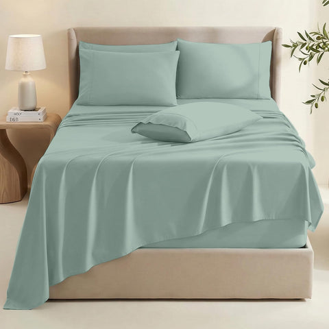Hearth & Harbor fitted sheet deep pocket close-up illustrating secure fit on tall mattress