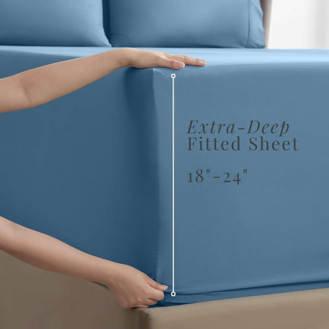 Hearth & Harbor flat sheet spread across king bed for full coverage