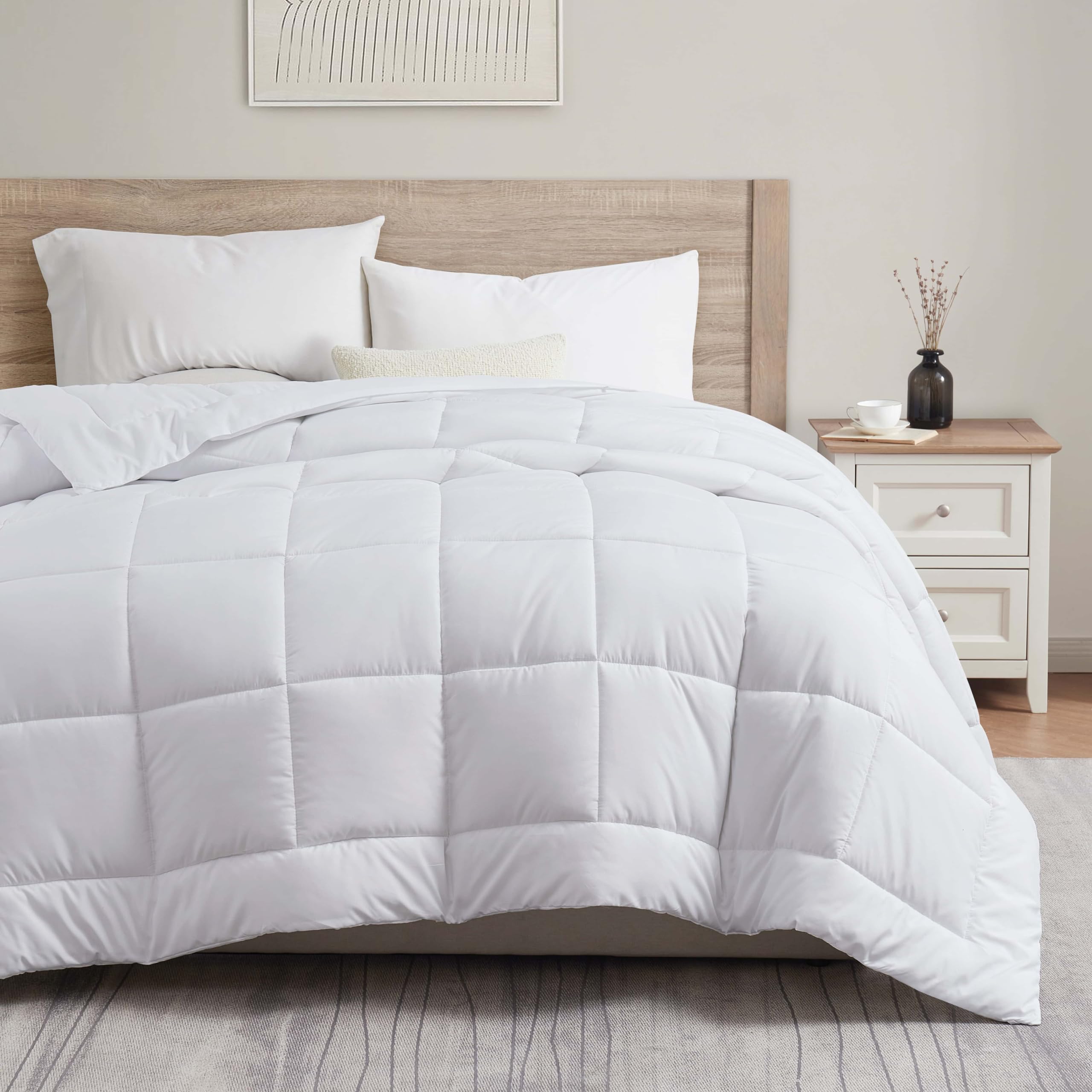 Hearth & Harbor front view comforter showing full queen coverage and neat drape