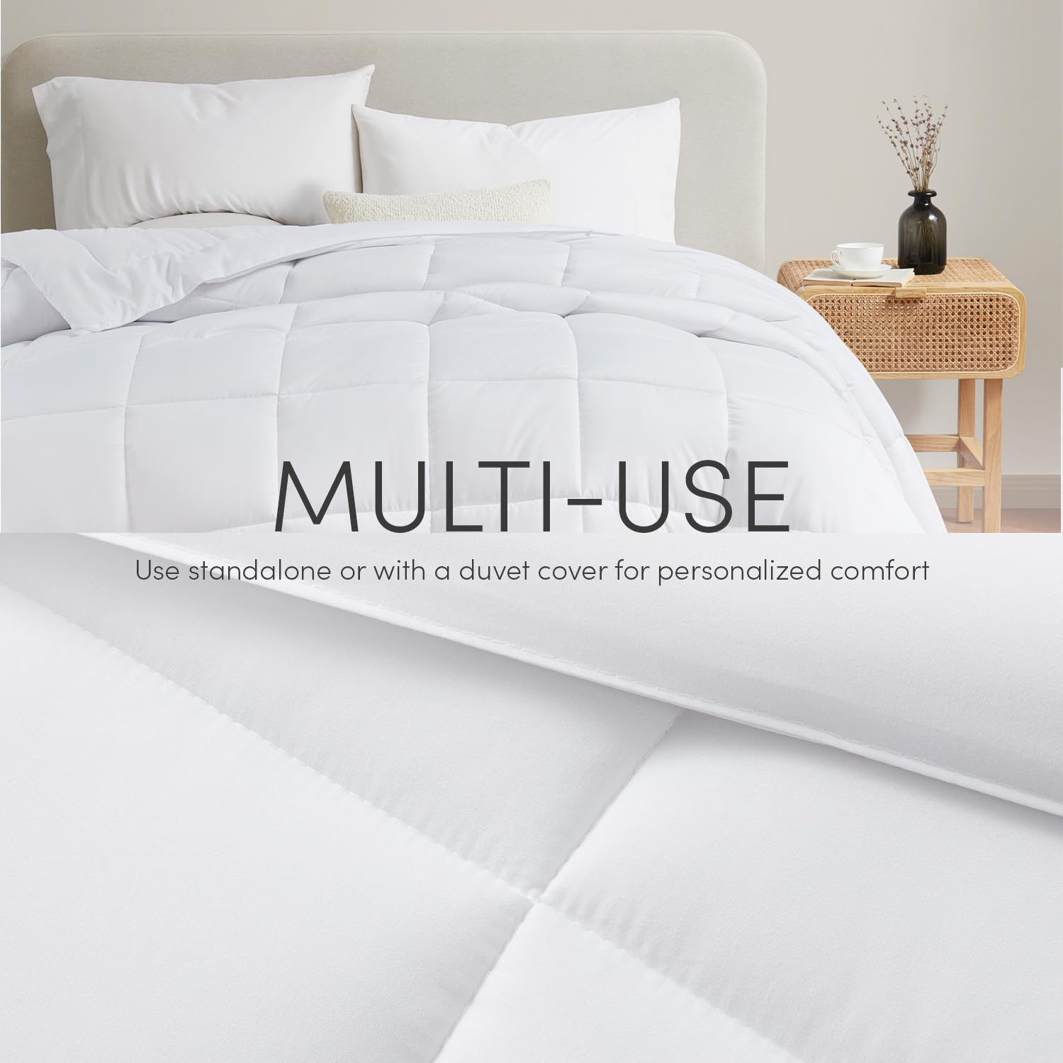 Hearth & Harbor comforter inside duvet cover showing easy conversion and clean look