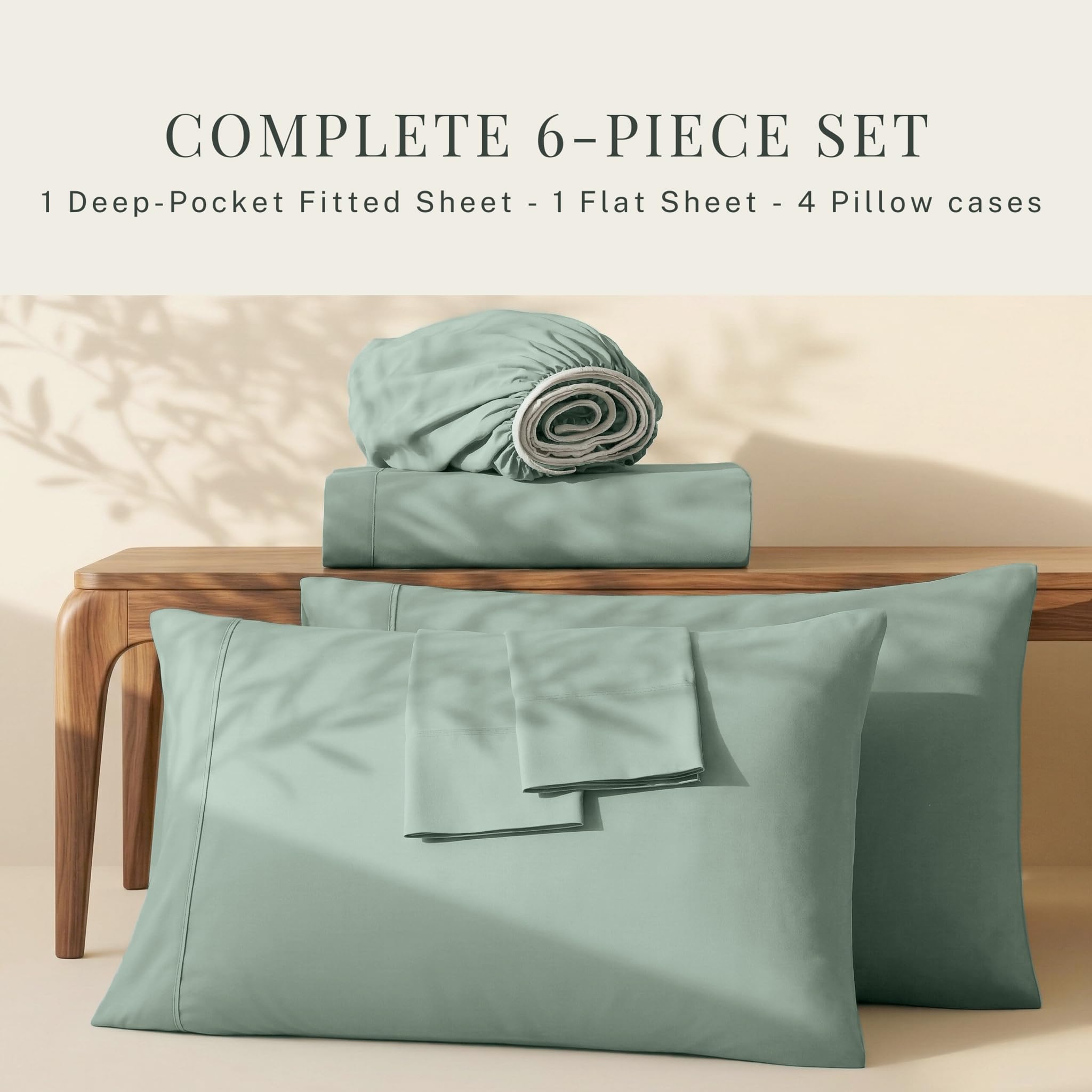 Hearth & Harbor four pillowcases arranged flat highlighting coordinated bedroom styling