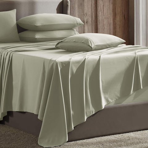 Hearth & Harbor sage flat sheet spread neatly for visual style and coverage