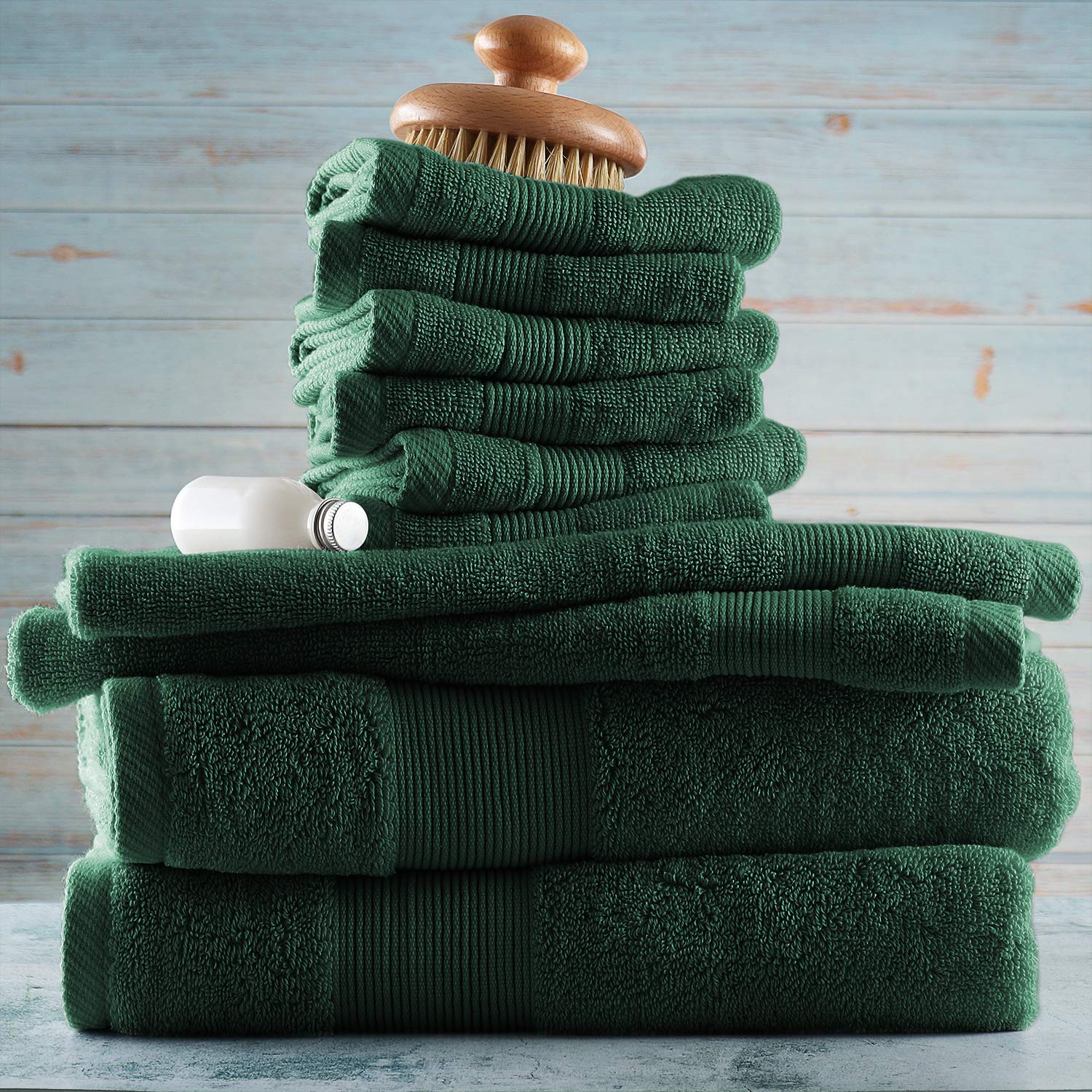 Hearth & Harbor bath towel hung in bathroom showing coverage and quick-dry benefit