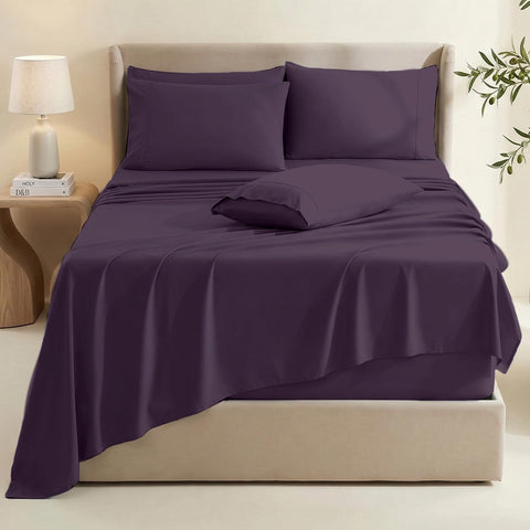 Hearth & Harbor fitted sheet close-up displaying elastic edge and secure hold benefit