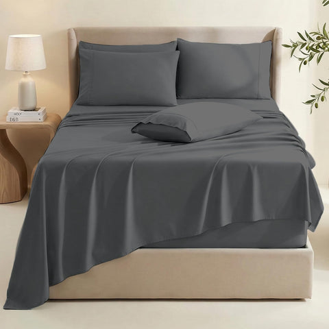 Hearth & Harbor fitted sheet corner with elastic showing secure deep-pocket fit