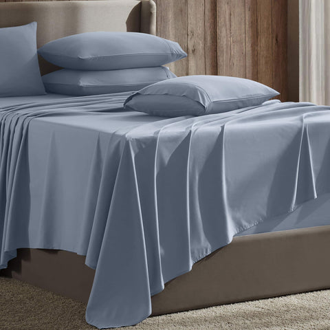 Hearth & Harbor close-up of fitted sheet deep pocket showing secure elastic fit benefit