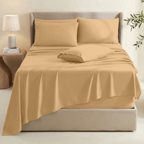 Hearth & Harbor close-up of fitted sheet pocket showing deep 18–24 inch fit and secure elastic