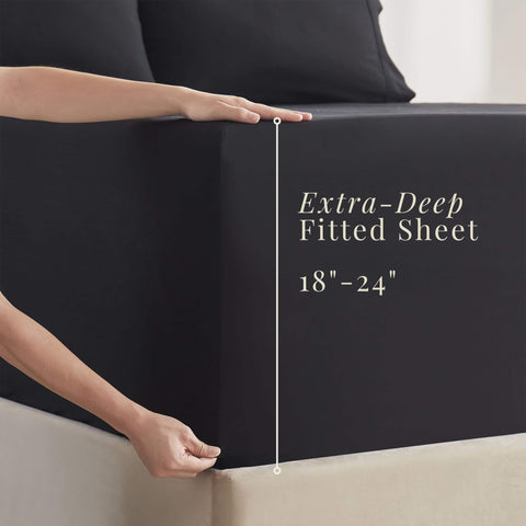 Hearth & Harbor flat sheet fully spread on bed offering generous tuck-in coverage