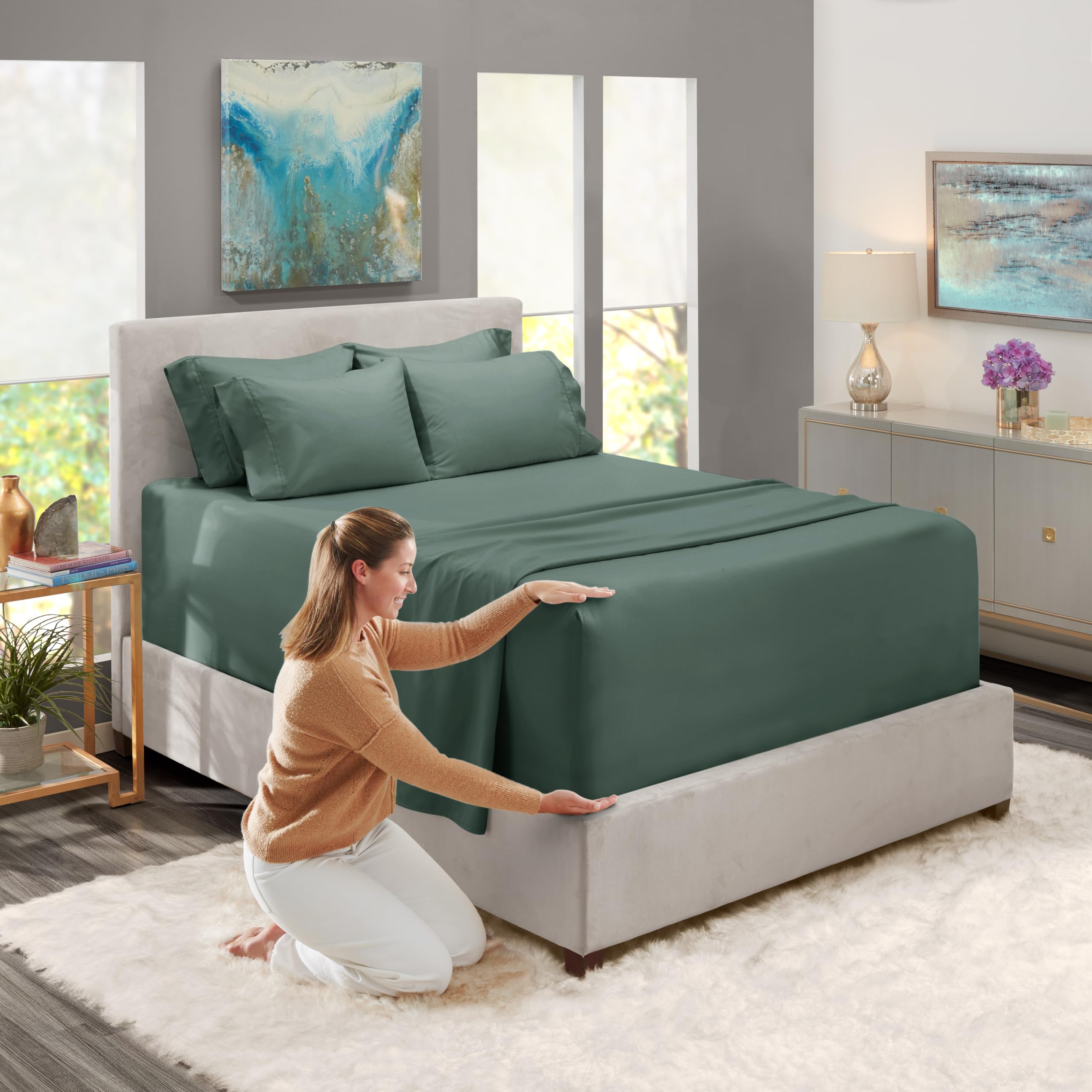 Hearth & Harbor flat sheet spread to show king dimensions and generous coverage
