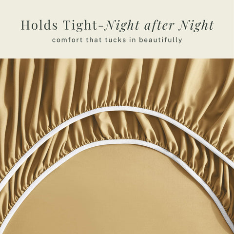 Hearth & Harbor flat sheet spread on bed showing generous coverage and camel tone