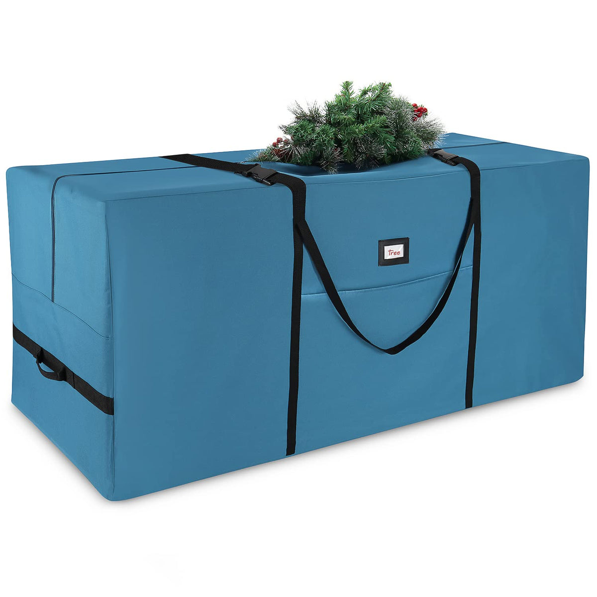 Hearth & Harbor front view of tree bag showing full zipper and shape benefit protection