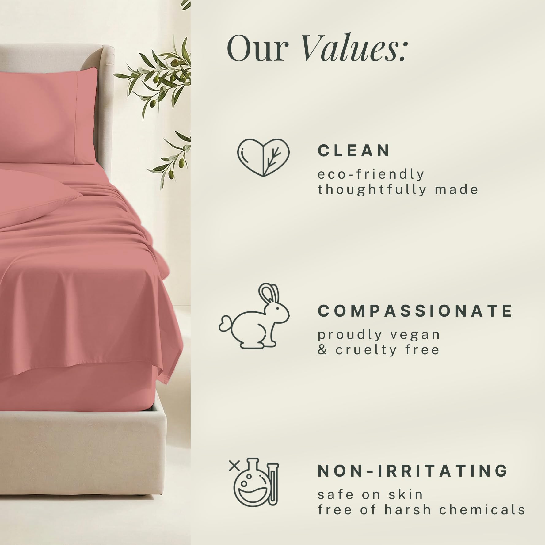 Hearth & Harbor bedroom lifestyle scene showing inviting Misty Rose bedding