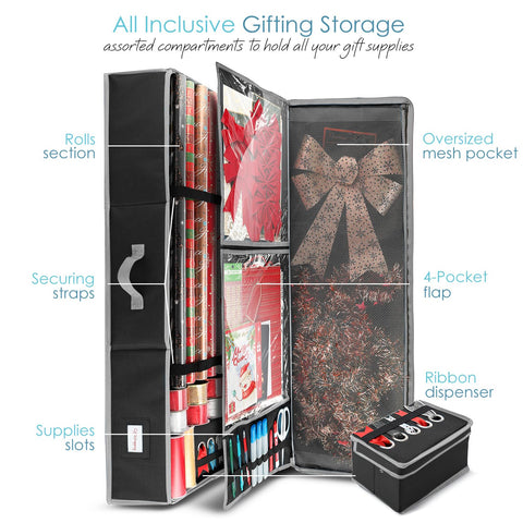 Hearth & Harbor open top pocket holding gift bags and larger flat supplies for easy access